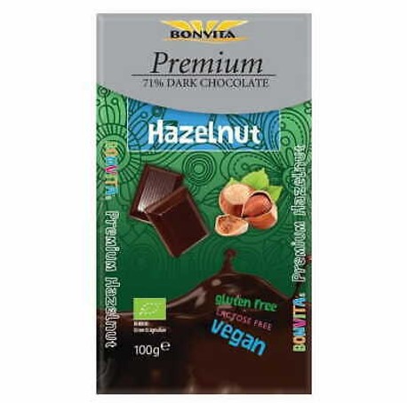 Chocolat Noir Premium 71% aux noisettes - 100g 